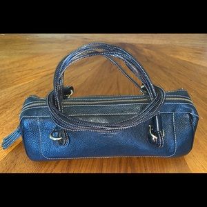 Kate Spade black pebble leather barrel satchel